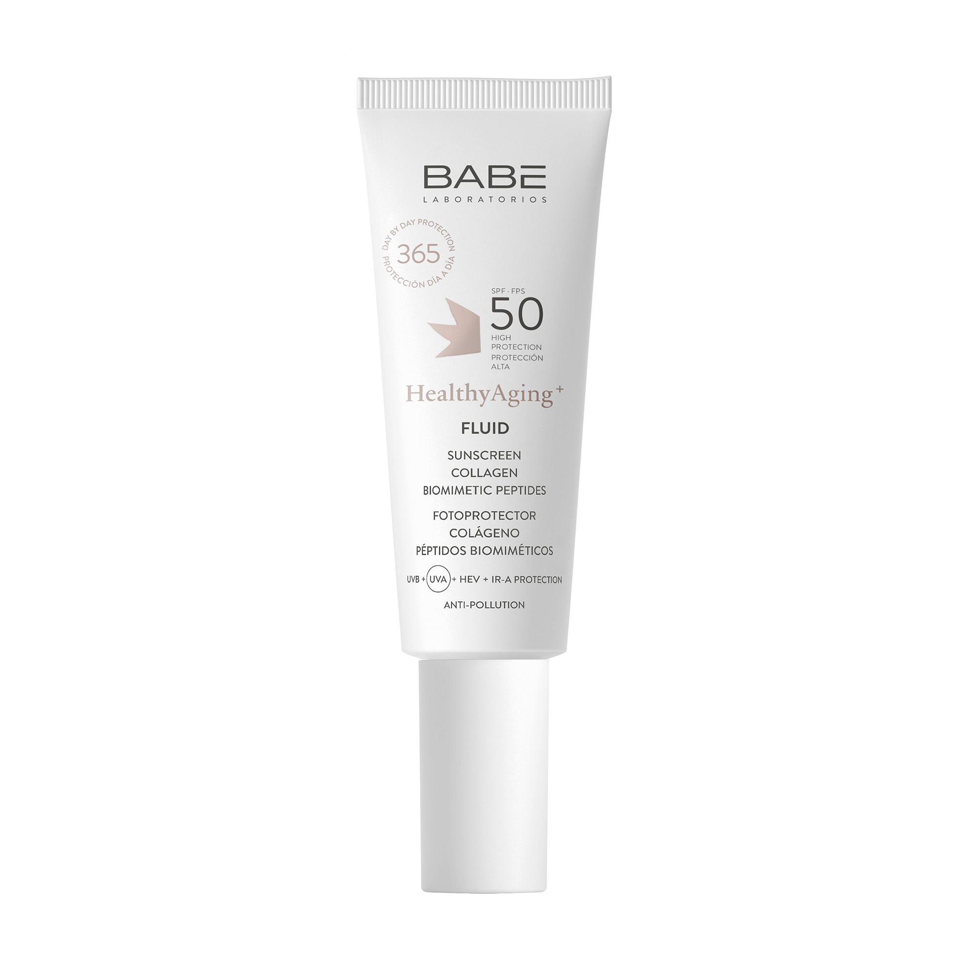 Сонцезахисний флюїд для обличчя BABE Laboratorios Healthy Aging Fluid SPF 50 з коллагеном та пептидами, 40 мл
